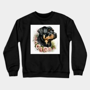 Rottweiler With Roses Crewneck Sweatshirt